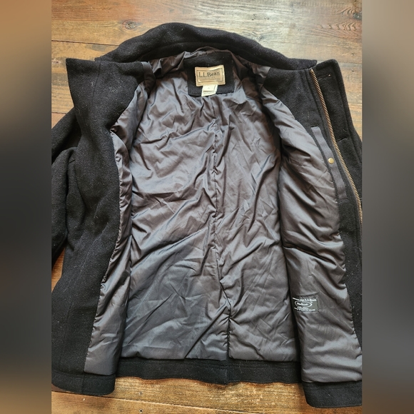 LL Bean Wool Jacket Large Thinsulate 3M Black 295973 - Picture 6 of 8
